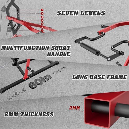 Leverage Gym Power Rack Squat Rack with LAT Low Row System Home Gym System Workout Station 2:1 Ratio H77946