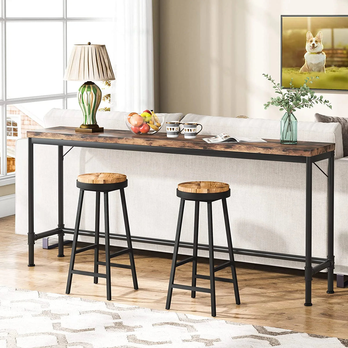 Rustic Brown Narrow Console Table V14754