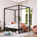 Queen Black Metal Canopy Bed Frame X920762