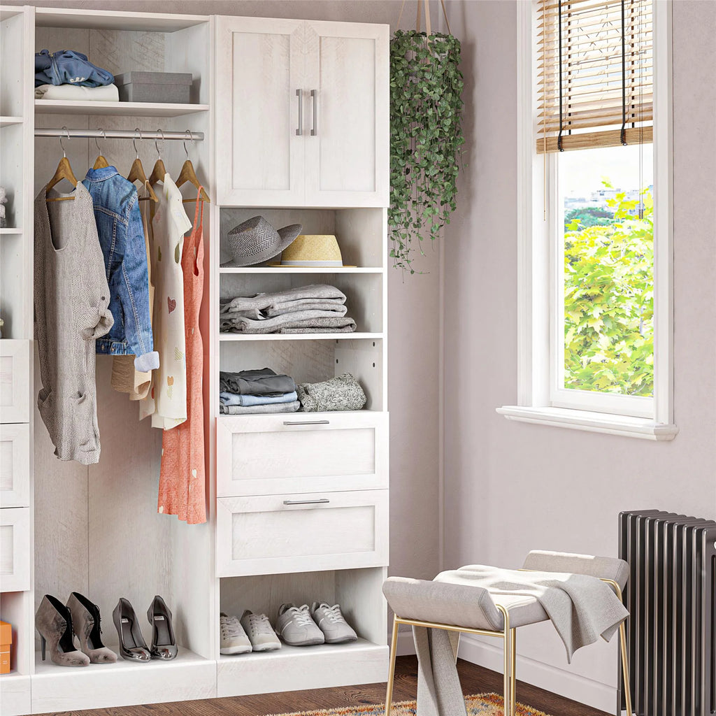 2 Door 2 Drawer Modular Closet Unit, Ivory Oak Q625498