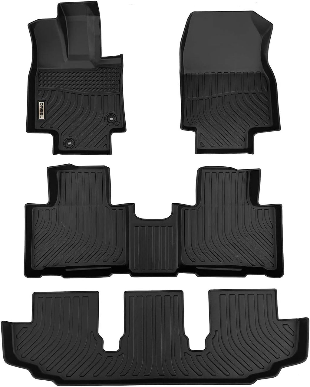 Black Front and Rear Car Mats for Toyota Highlander 7 Seats D53258