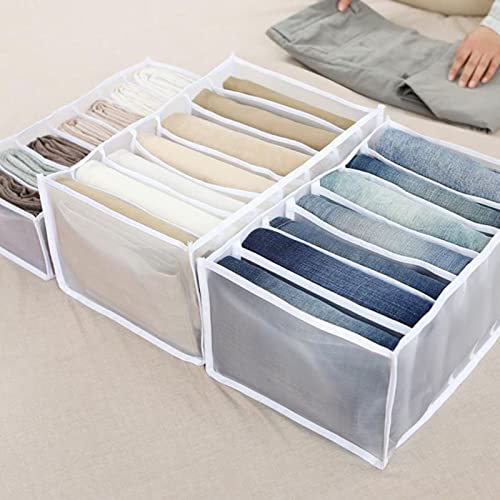 7 Grids Washable White Large Clothes Drawer Organizer A6686