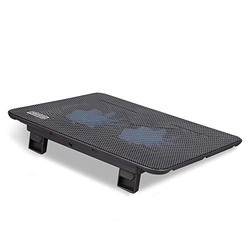 Portable Slim Quiet Laptop Cooling Pad with 2 Blue LED Fans, USB Powered, Adjustable Angled, Fits 11-14 Inch Laptop N48385