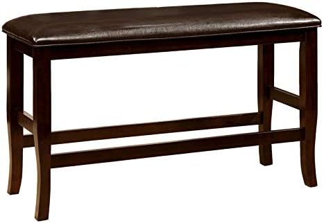 Espresso Faux Leather Counter Height Bench V969911