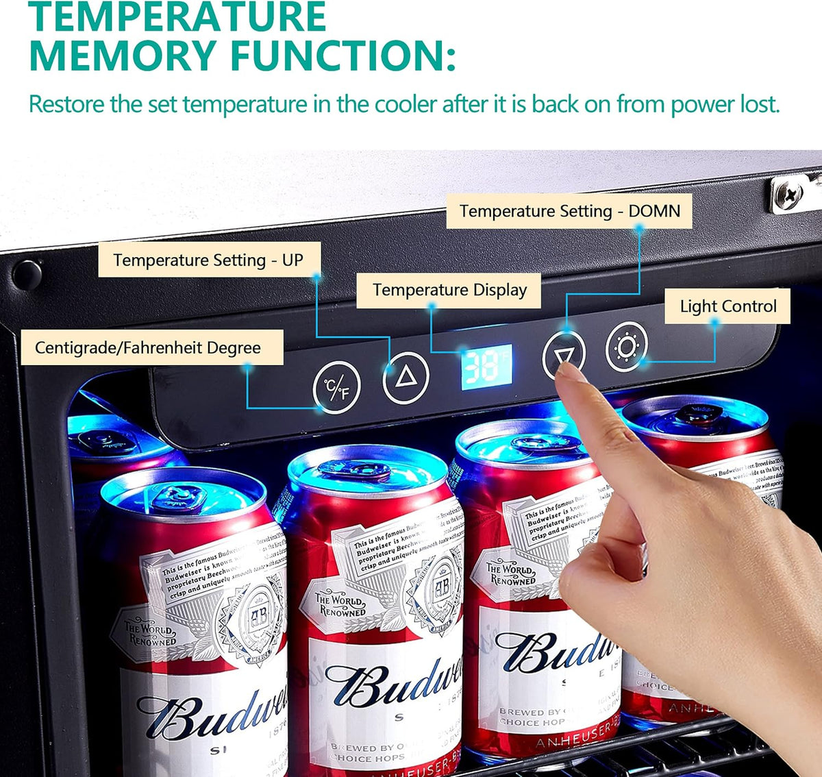 24 inch Beverage Refrigerator with Blue Interior Light C994487