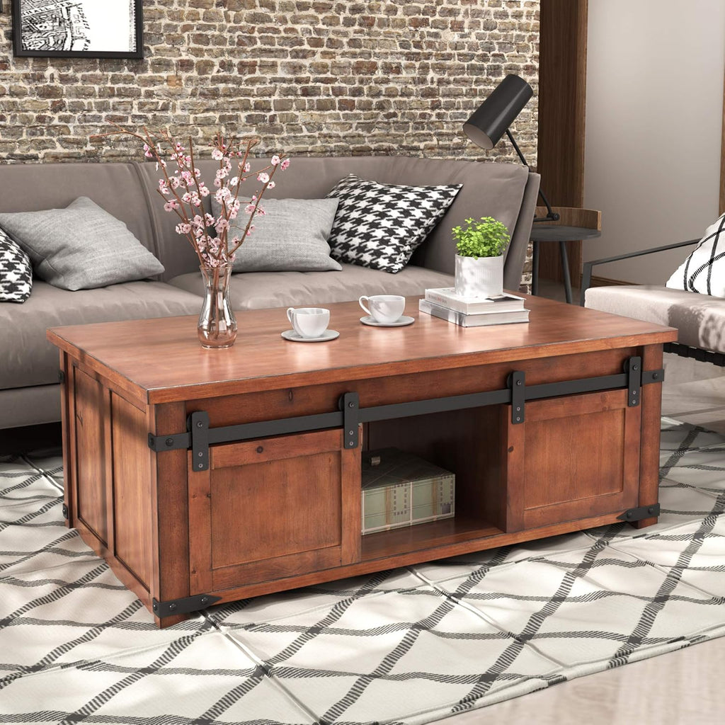 Gray Coffee Table with Drawer and Storage Shelf X231