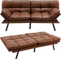 Brown Memory Foam Futon Sofa Bed with Adjustable Backrest M46723