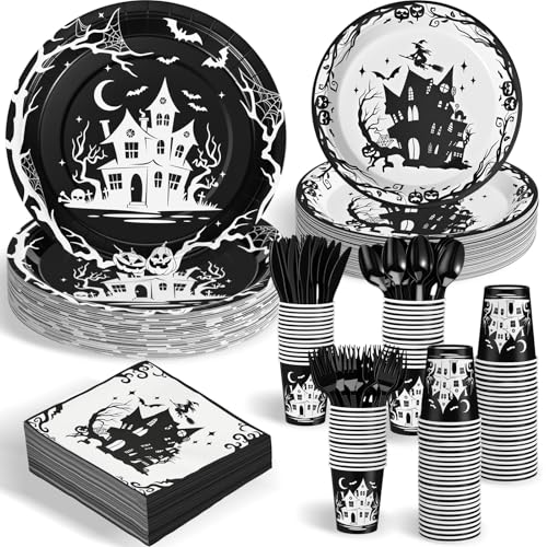 500 Pcs Halloween Party Supplies Plates Cups Napkins and Cutlery Set U909674