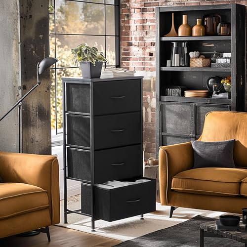 Black 4 Fabric Drawers Nightstand Y940688