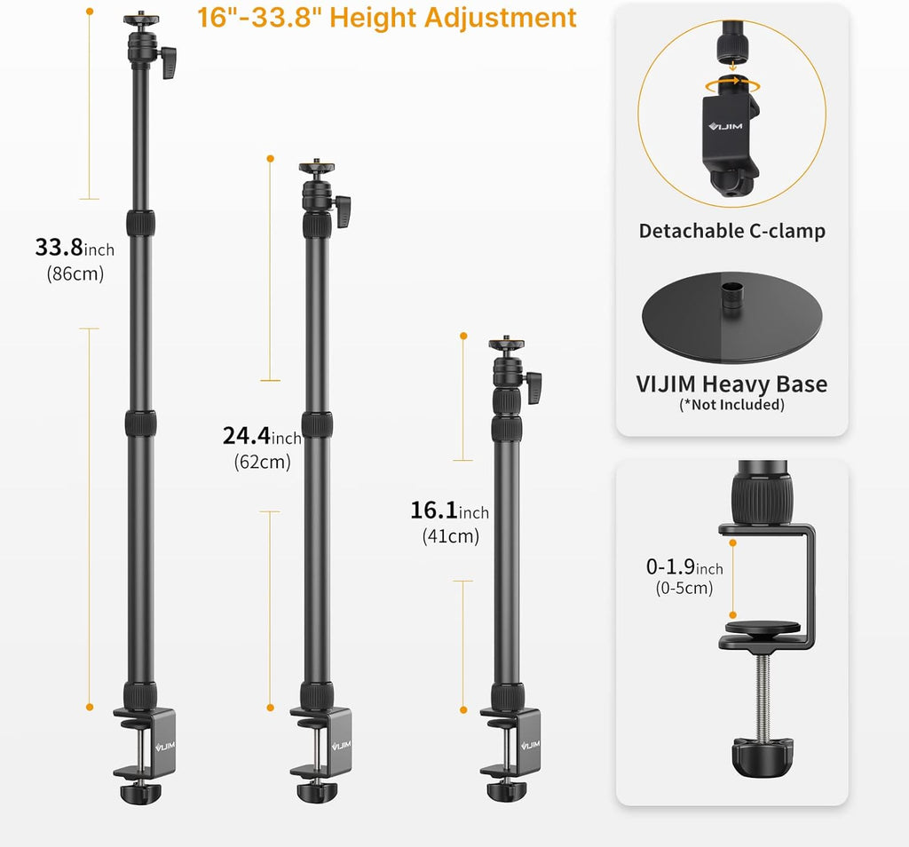 Camera Mount Desk Stand with Auxiliary Holding Arm H297