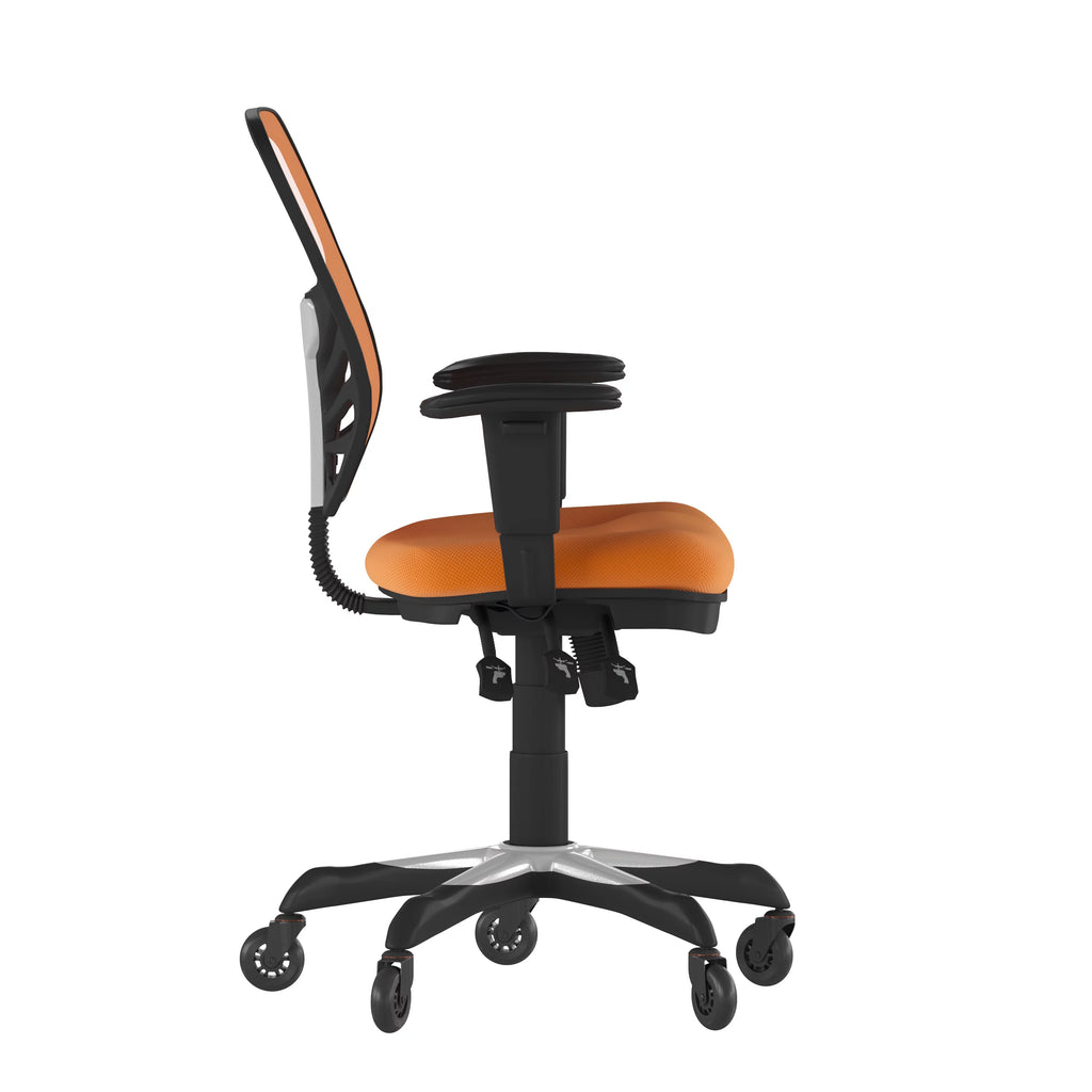 Orange Mesh Ergonomic Office Chair with Adjustable Arms K11374