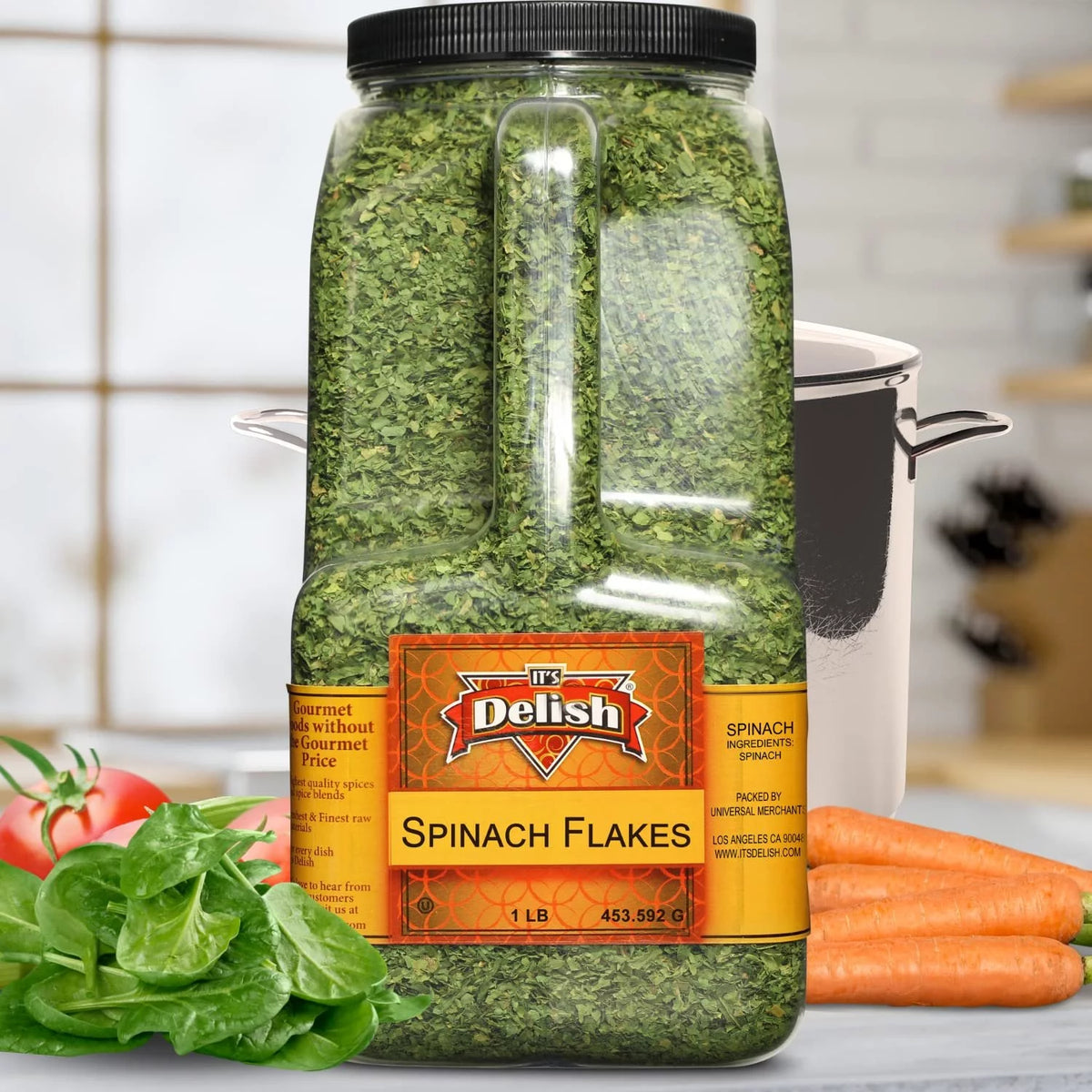 Chopped Dried Spinach Flakes, 1 lb Bulk Container G868593