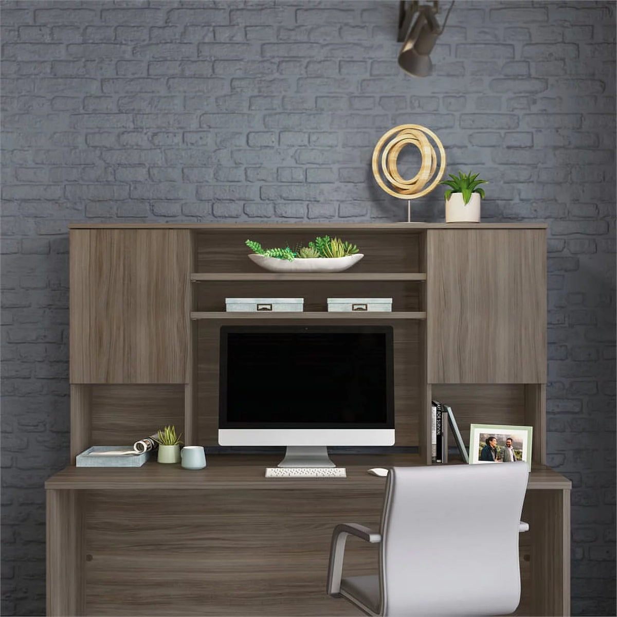 Engineered Wood Desk with Hutch J607573
