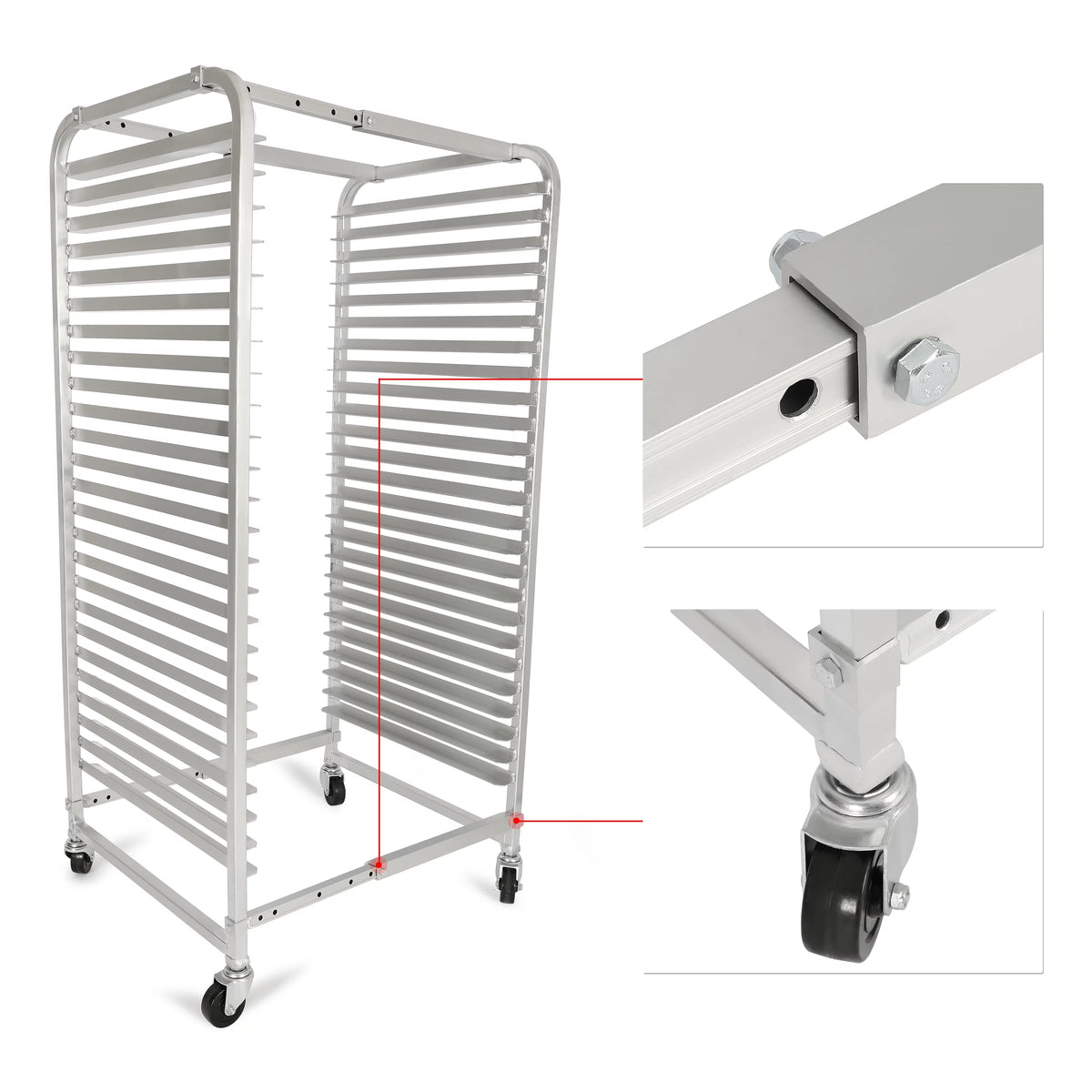 25 Tier Aluminum Bakery Rack with Lockable Wheels B628
