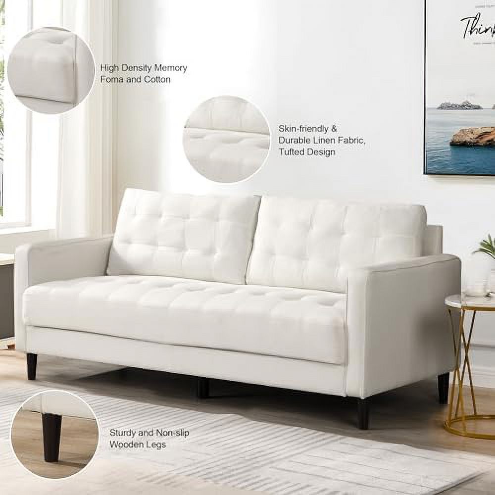 Grey 3 Seater Couch with Tufted Seat and Back Cushion U267402
