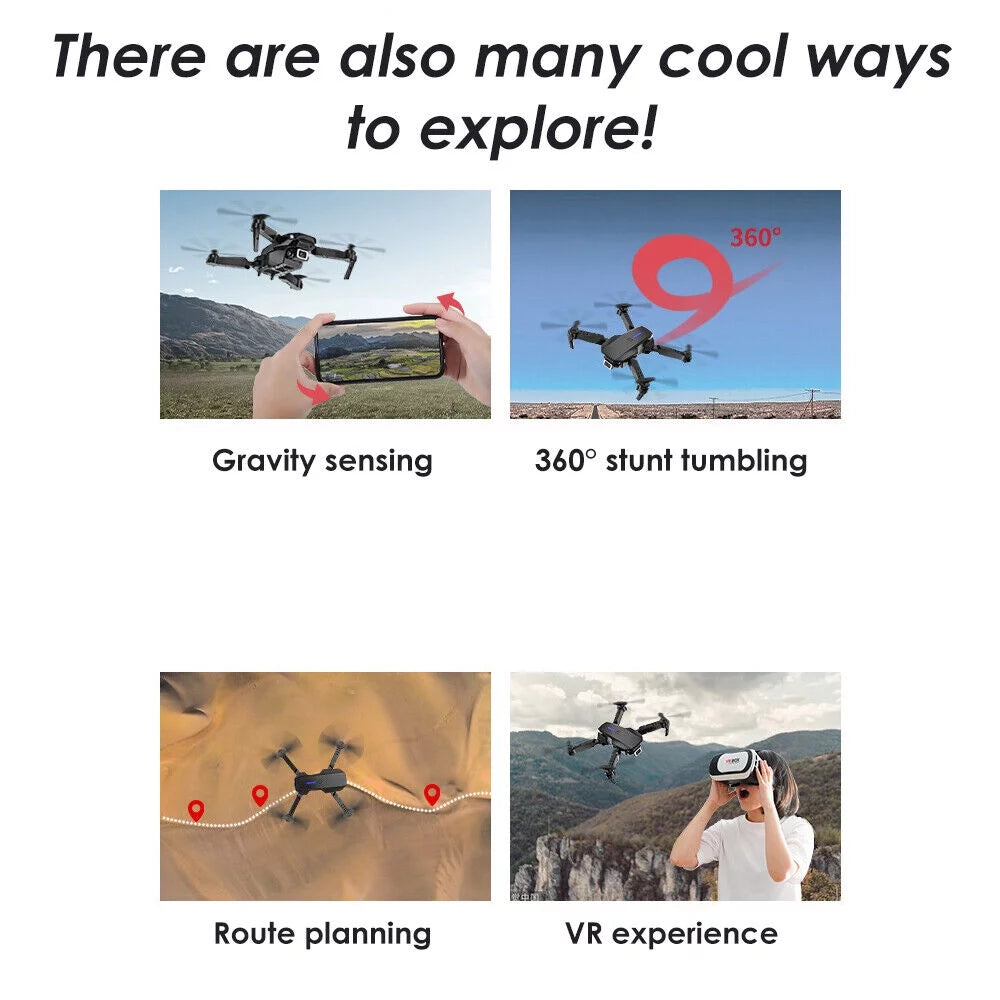 4K HD Dual Camera RC Drone with 4 Batteries W361499