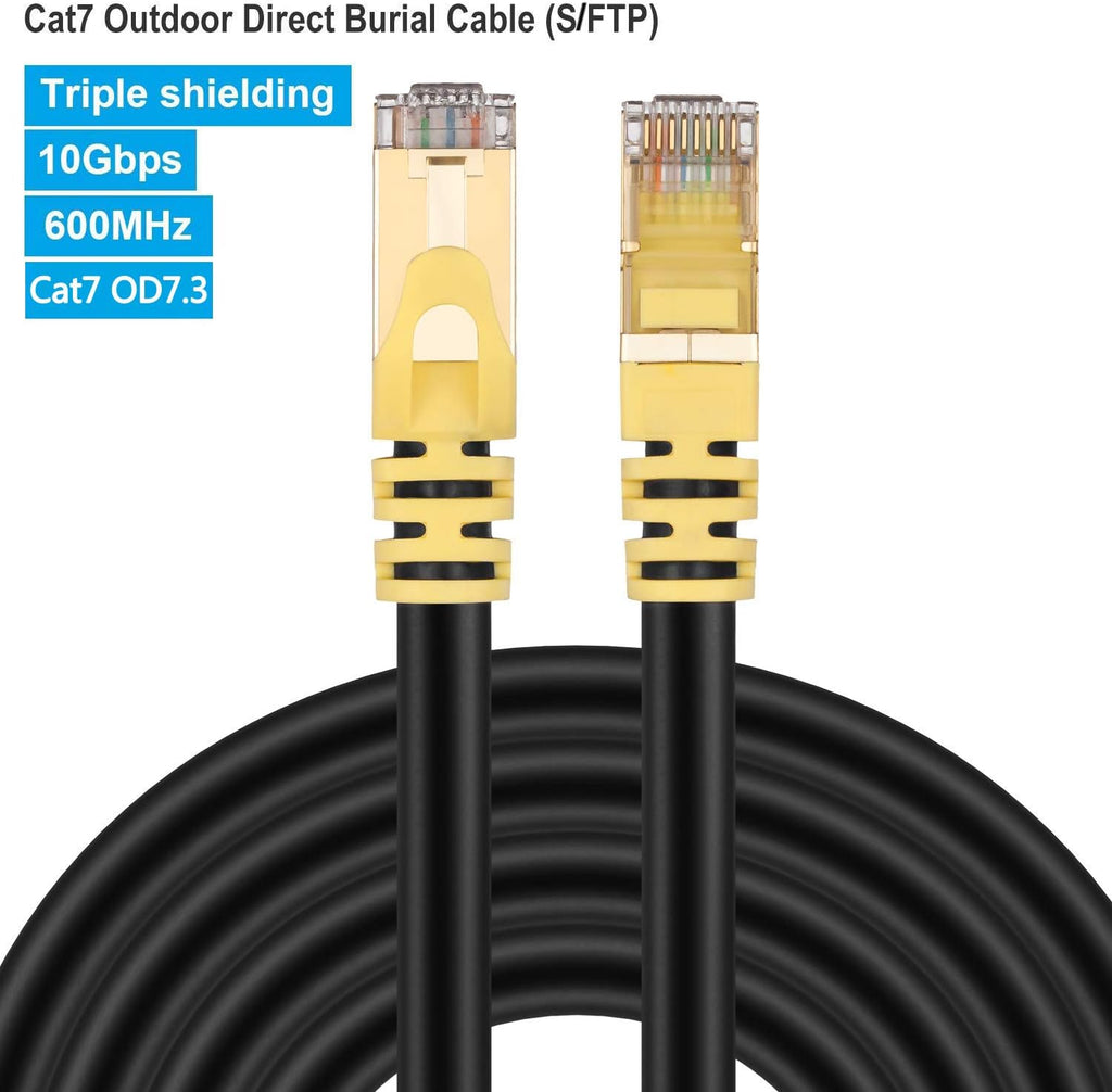 Cat 7 Outdoor Ethernet Cable 300ft RJ45 10Gbps 600Mhz B667227