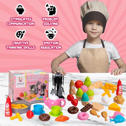 83 Pc Toddler Play Food Set with Toy Pots and Pans K59973