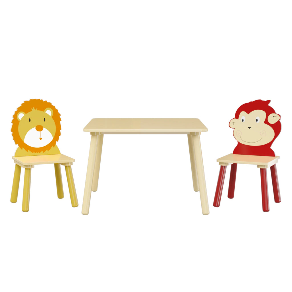 Kids Table and 2 Chairs Set, 3 Pieces Wooden Activity Play Table Set W279800