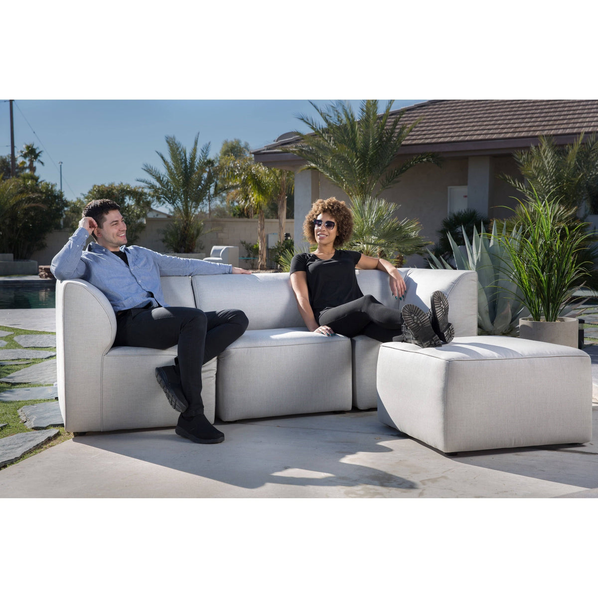 Cast Slate Sunbrella Ottoman W826546