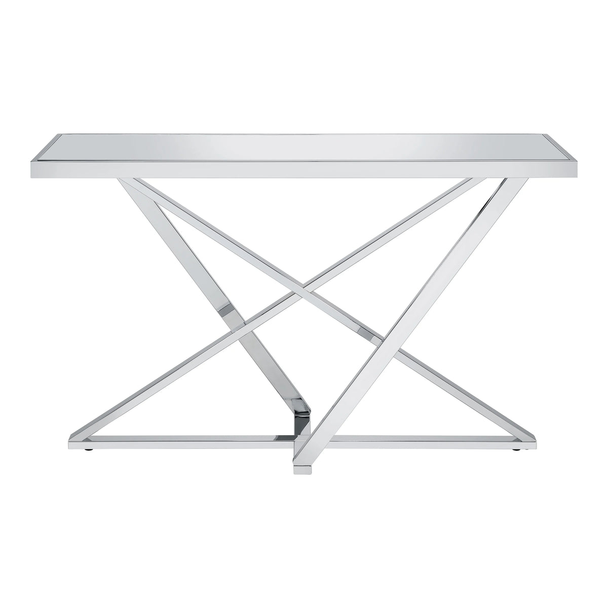 Indoor Metal and Mirror Top Chrome Sofa Table X709
