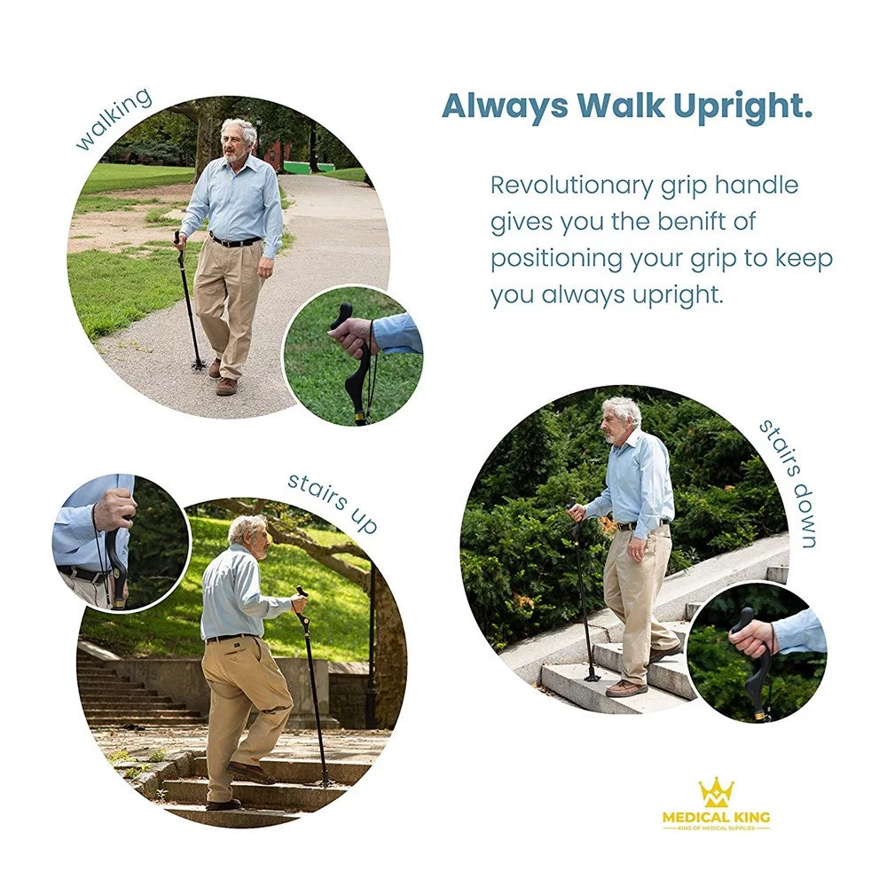 10 Adjustable Heights Self Standing Folding Walking Cane N572660