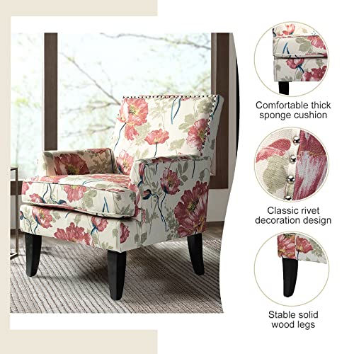 Modern Accent Chair with Arms and Wooden Legs W270572