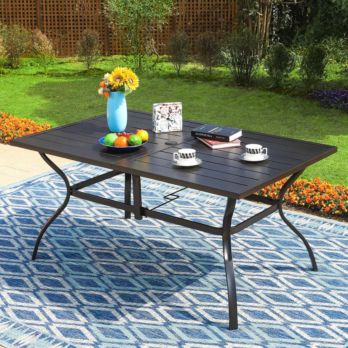 60 x 38 Black Steel Outdoor Dining Table H4804
