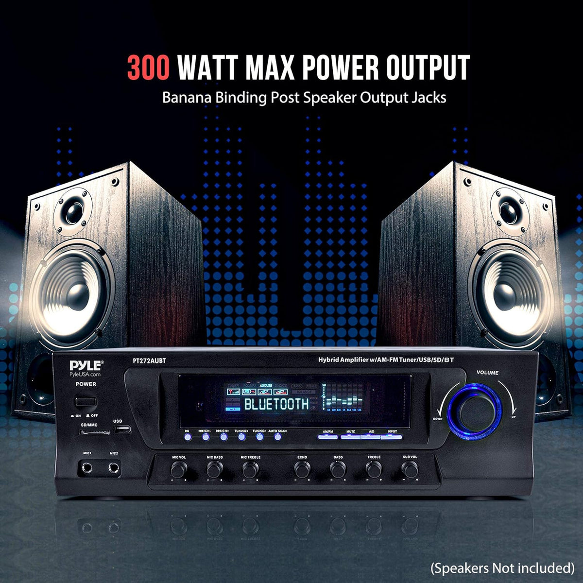 300W 4 Channel Wireless Bluetooth Audio Power Amplifier O718232