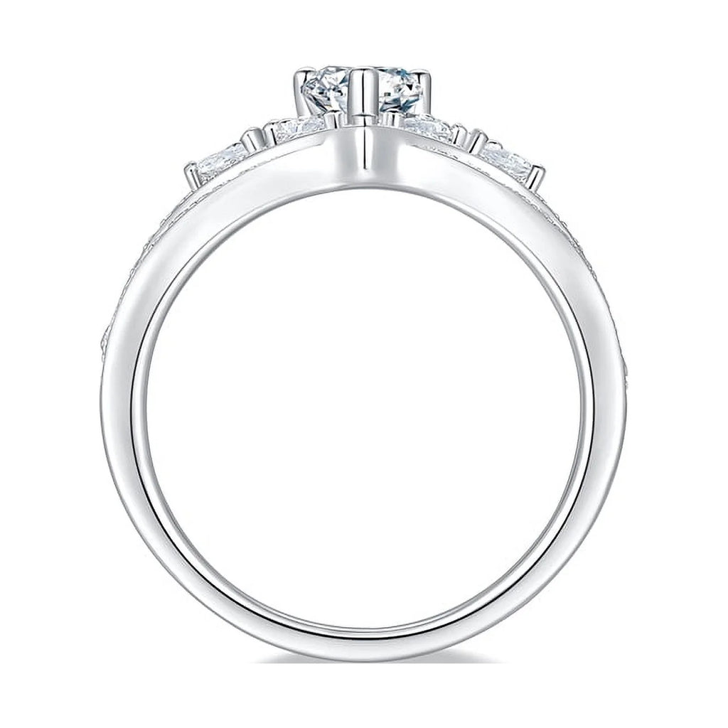 18k White Gold Over Silver Pear Cut Moissanite Engagement Ring H409069