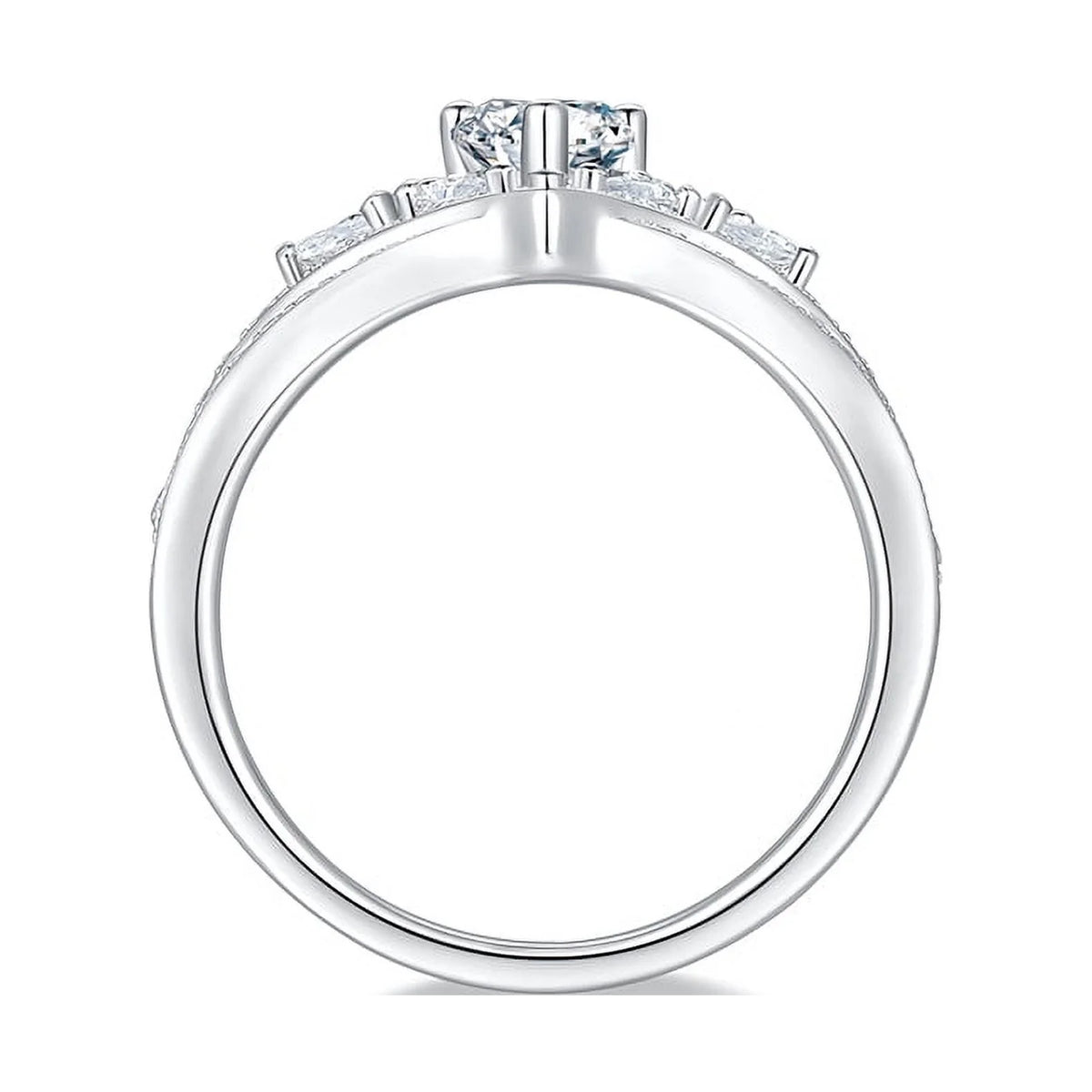 18k White Gold Over Silver Pear Cut Moissanite Engagement Ring H409069