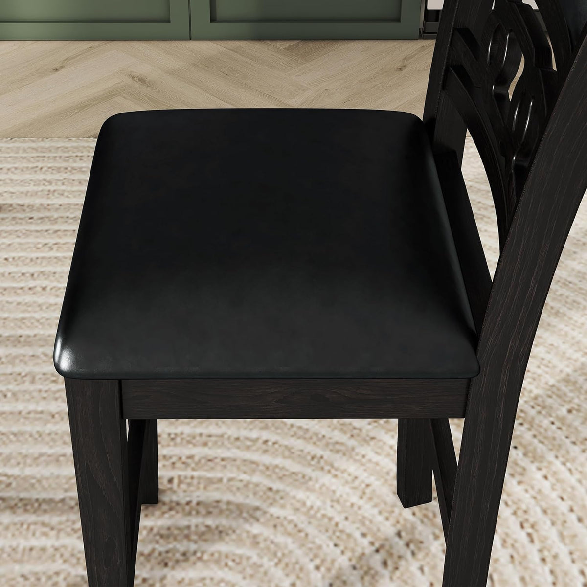 5-piece Counter Height Dining Round Table Set with Faux Marble Top and Four PU-leather Chairs, Dark Espresso Z836612