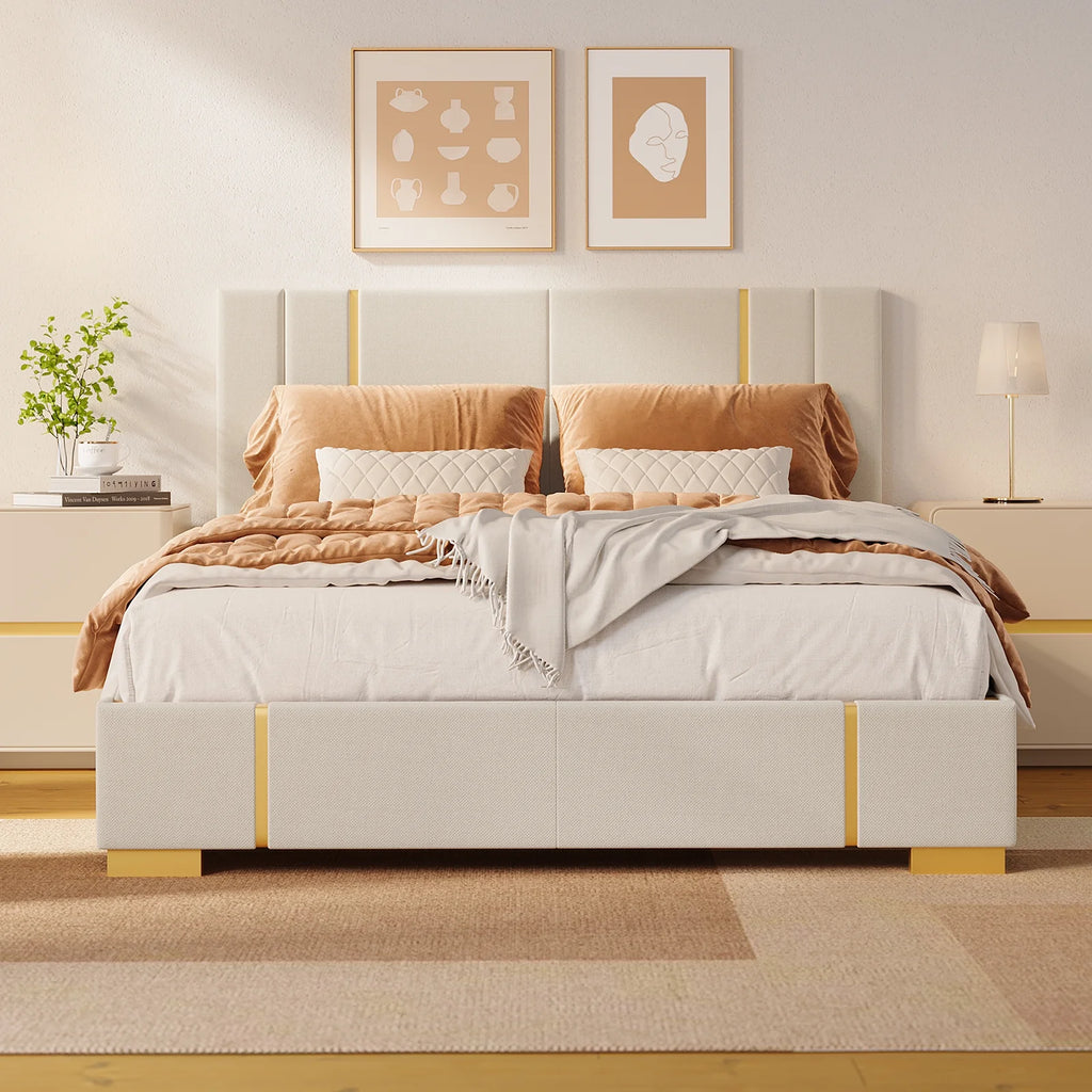 Queen Size Fabric Upholstered Bed Frame E209155