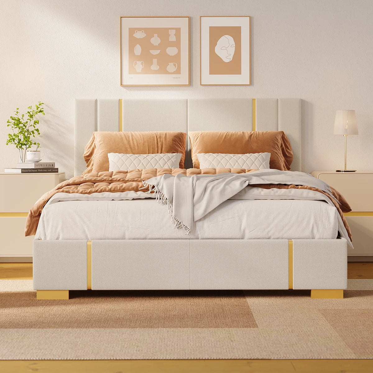Queen Size Fabric Upholstered Bed Frame E209155