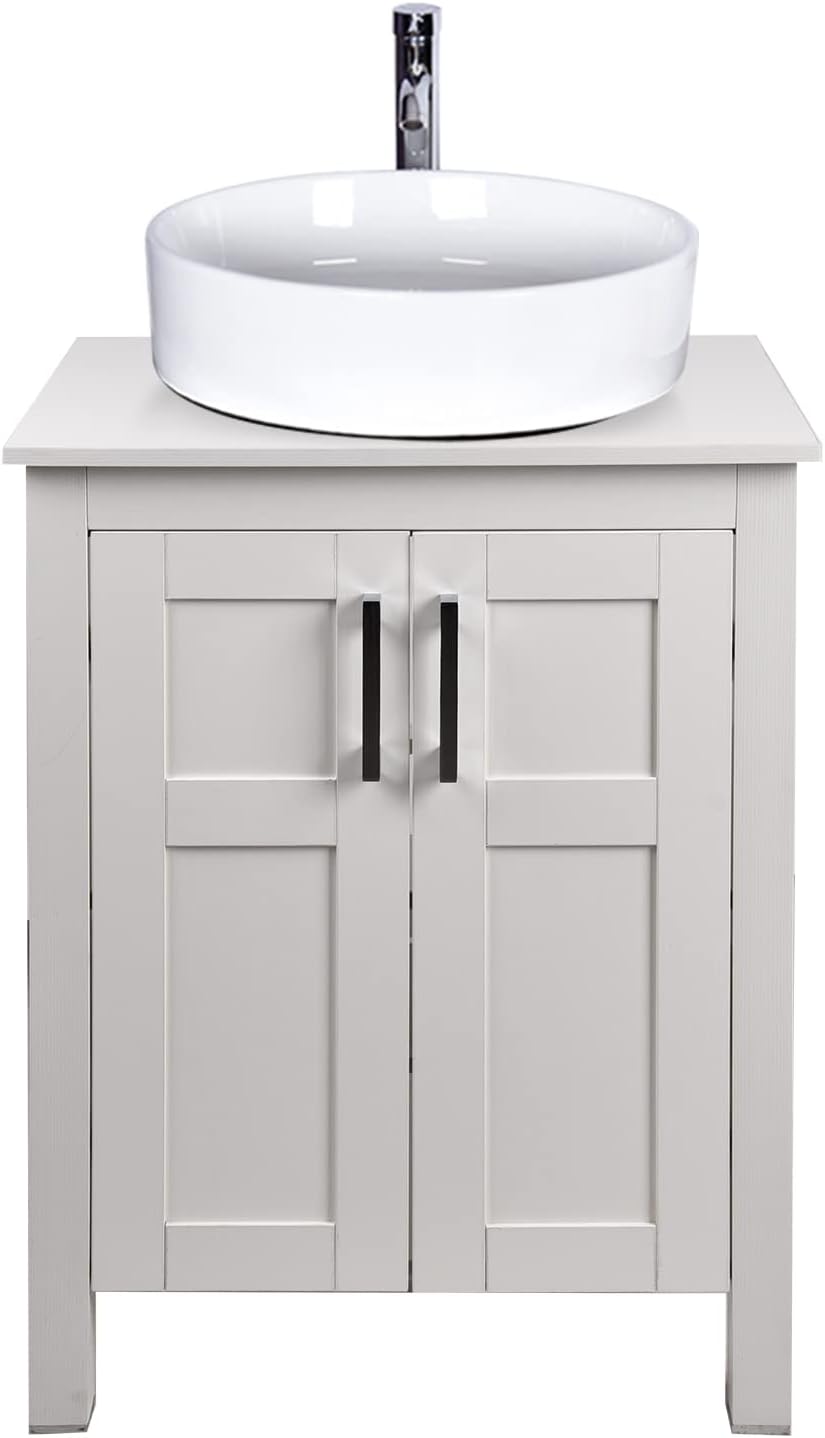 24 Inches White Single Bathroom Vanity Set with Top and 2-Door Cabinet E199253
