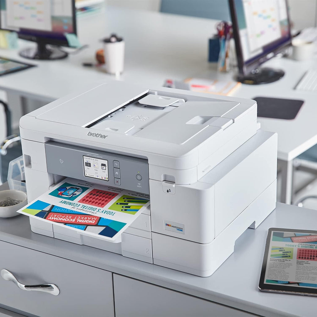 Color Inkjet Printer with NFC, Auto 2-Sided Printing, Print Scan Copy Fax, Wireless, White W18717