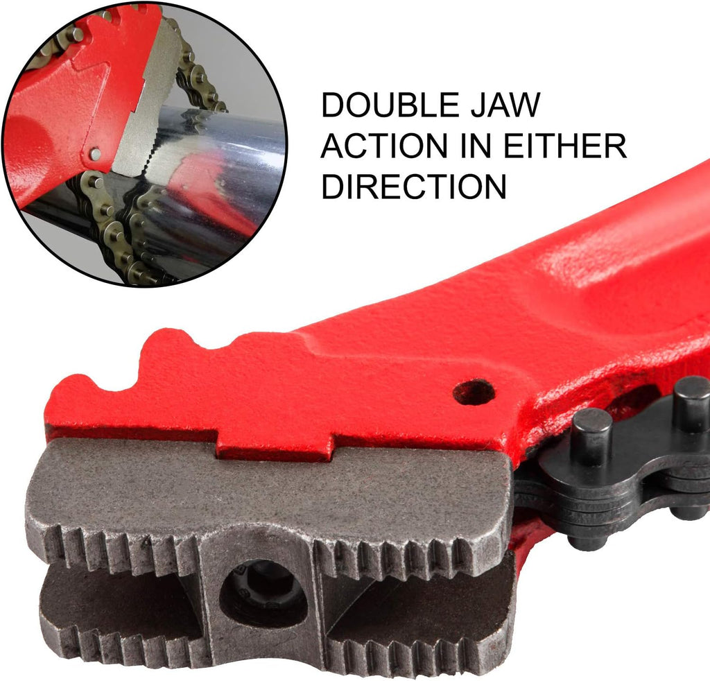 Chain Wrench Pipe 36inch, Heavy Duty Oil Filter Chain Wrench Capacity 4-1/2 to 7-1/2inch, Chain Length 760 mm X532