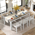 Farmhouse 7 Piece Dining Set Extendable Table with 12” Leaf and 2 Drawers O201303