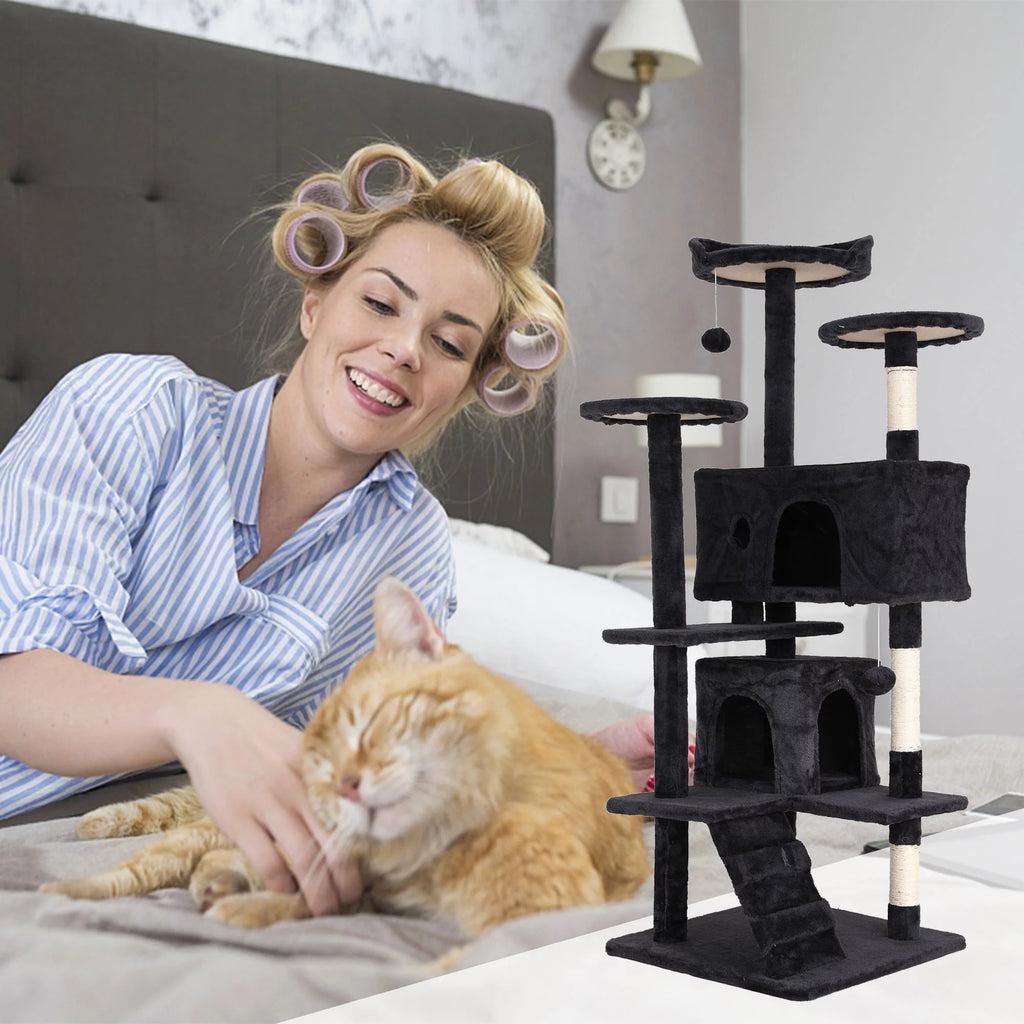 54in Dark Gray Cat Tree Tower with Scratching Posts V508437