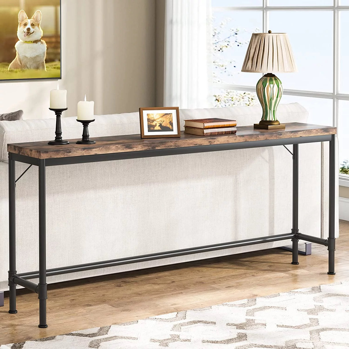 Rustic Brown Narrow Console Table V14754
