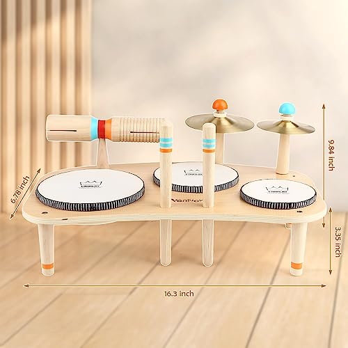 9 in 1 Wooden Musical Instruments Drum Set with Xylophone V1508