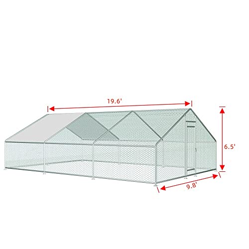 Extra Large Metal Walk-in Chicken Coop with Waterproof Cover L399