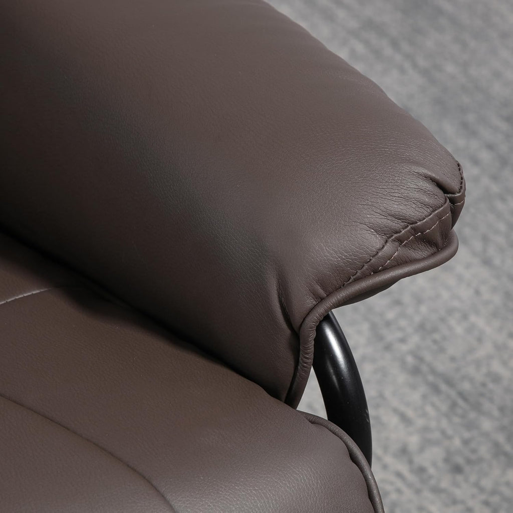 Brown PU Leather Manual Swivel Recliner Chair with Footrest M15141