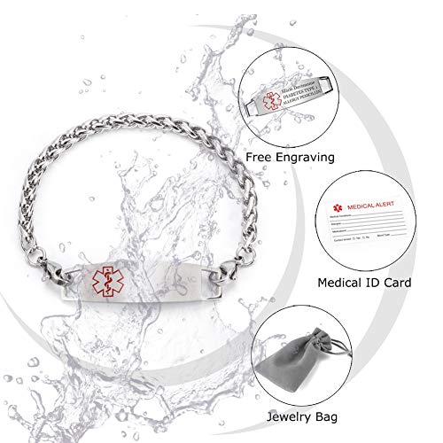 Interchangeable Stainless Steel Wheat Chain Medical ID Bracelet H12686