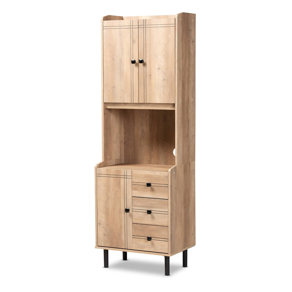 Oak Brown 3-Drawer Kitchen Storage Cabinet V4414