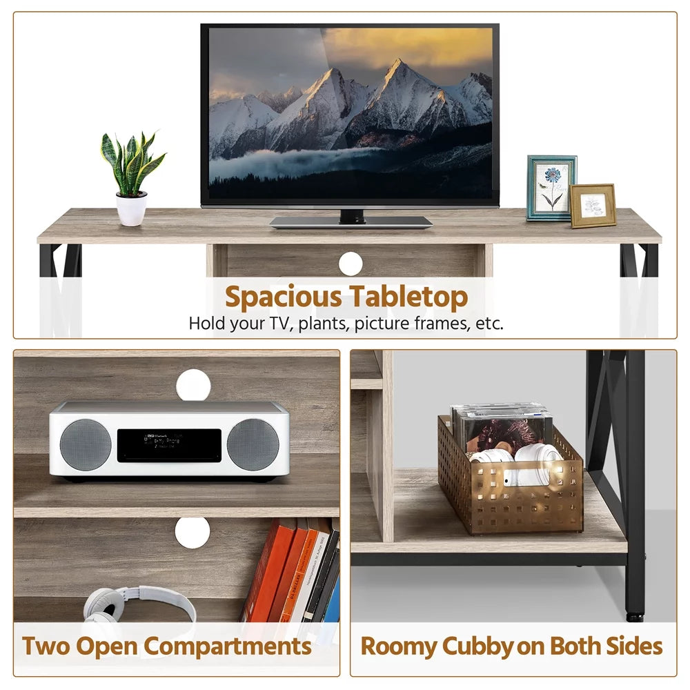 47inch Gray Wooden TV Stand with Storage S21375