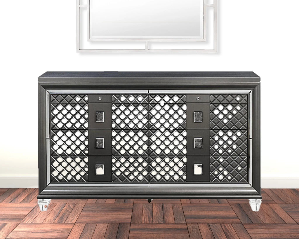 Metallic Gray 8 Drawer Wood Dresser A20371