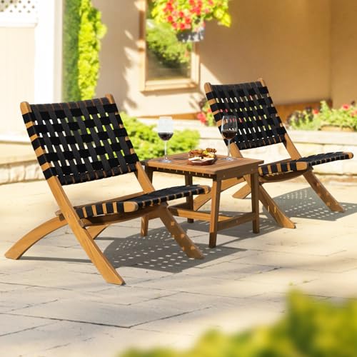 Wood Wicker 3 Piece Patio Bistro Set L90938