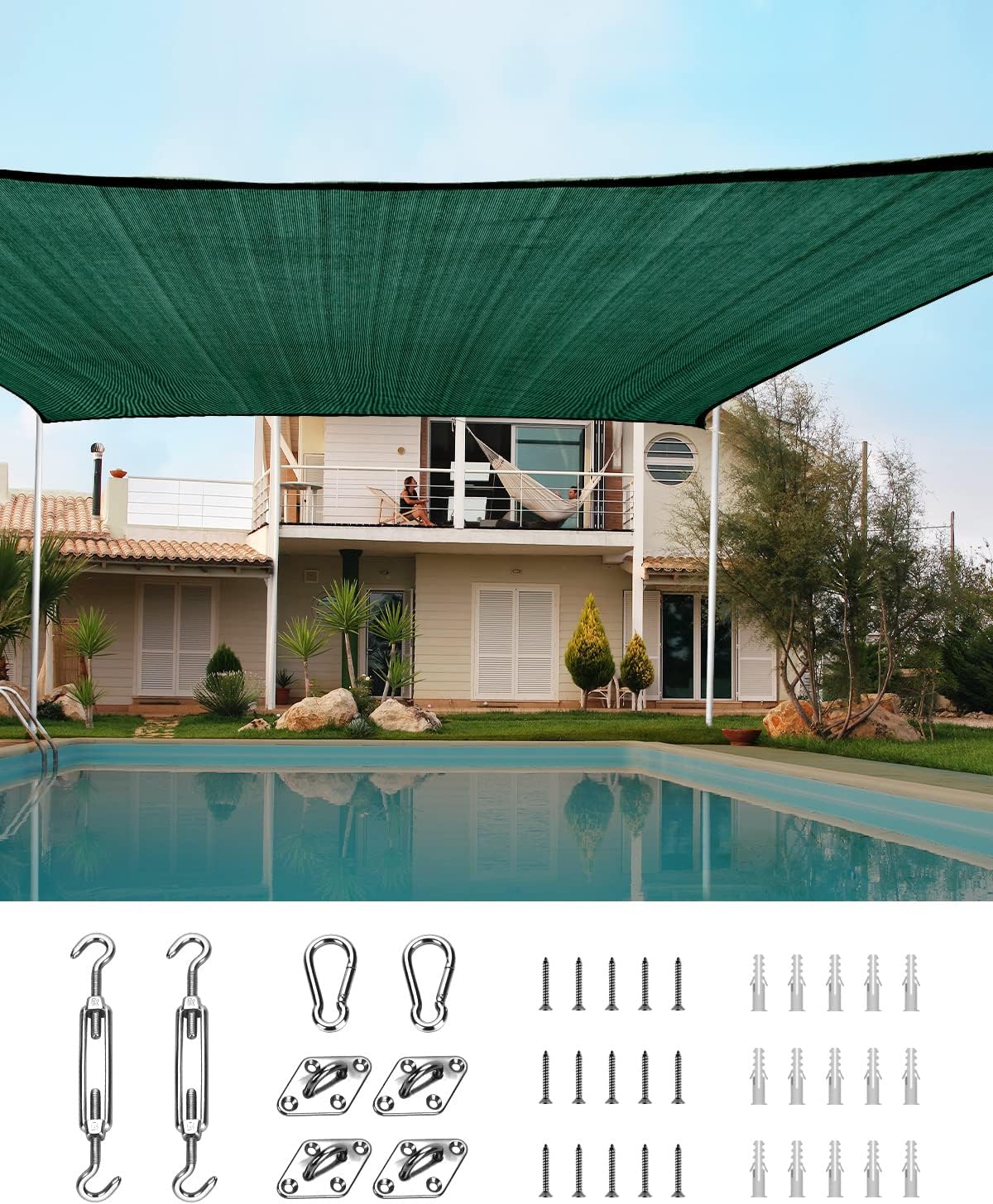 20X20FT 185G HDPE Square Sun Shade Sail Canopy (White) S504252
