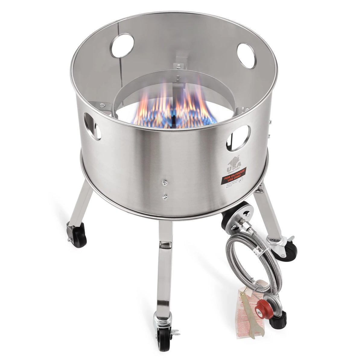 Stainless Steel Propane Burner Turkey Fryer with Wheels 200,000 BTU H519001